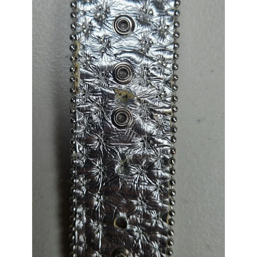 GUESS Y2K Leopard Print Rhinestone Belt Studded Western Bling Size M Festival